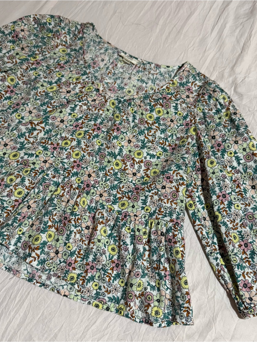 A.n.a. Floral Peplum Blouse in Mint, Pink, Yellow Size PS